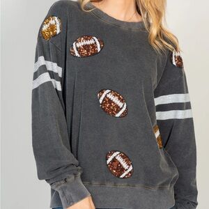 White Birch Sequin Football Crewneck Sweatshirt. NWT size 3X